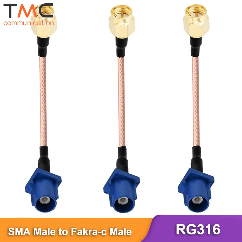 Fakra C Male to SMA Male Car GPS Antenna Cable RG316 Antenna Extension Cord 15CM 6 Inch for Vehicle Navigation Radio