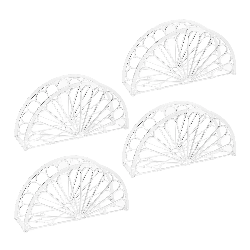 Servilleteros en forma de pétalo, semicírculo transparente, decoración de mesa de comedor, cocina, soporte decorativo transparente, accesorios de barra, 4 Uds.