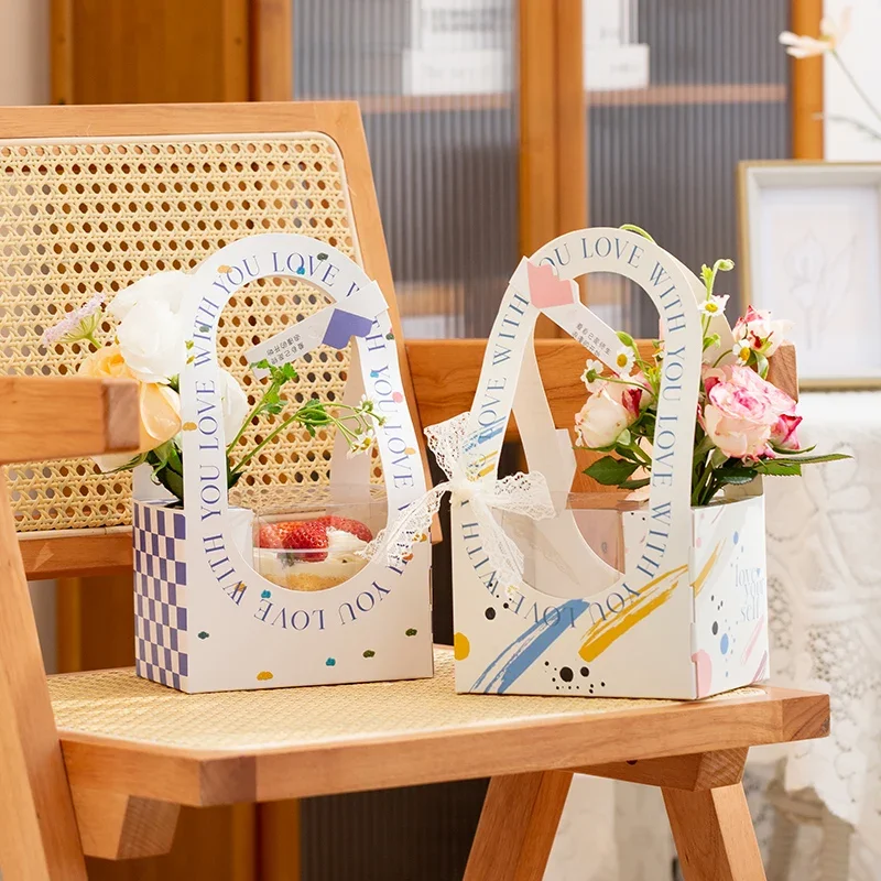 

10PCS Bakery Packaging Goddess's Day Teacher's Day Mother's Day Flowers Cake Gift Dessert Box Portable Transparent Packaging Box