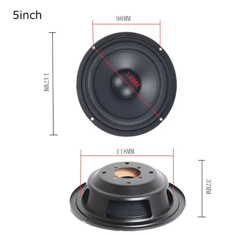 2 Pcs 4/ 5/6.5 Inch Woofer Bass Speaker Passive Radiator Booster Bass Vibration Adjust the Overall Tone Props H8WD