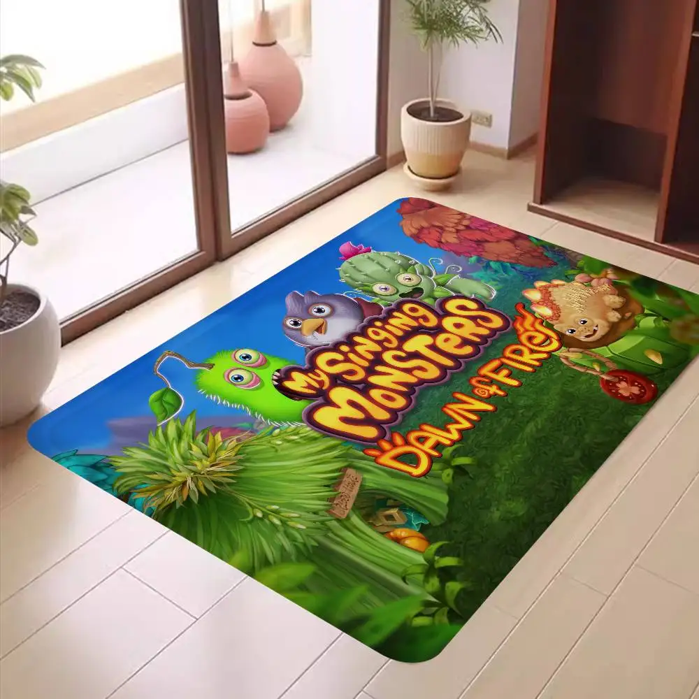 cartoon M-My S-Singing M-Monsters Door Mat Washable Non-Slip Living Room Sofa Chairs Area Mat Kitchen Doormat Area Rug