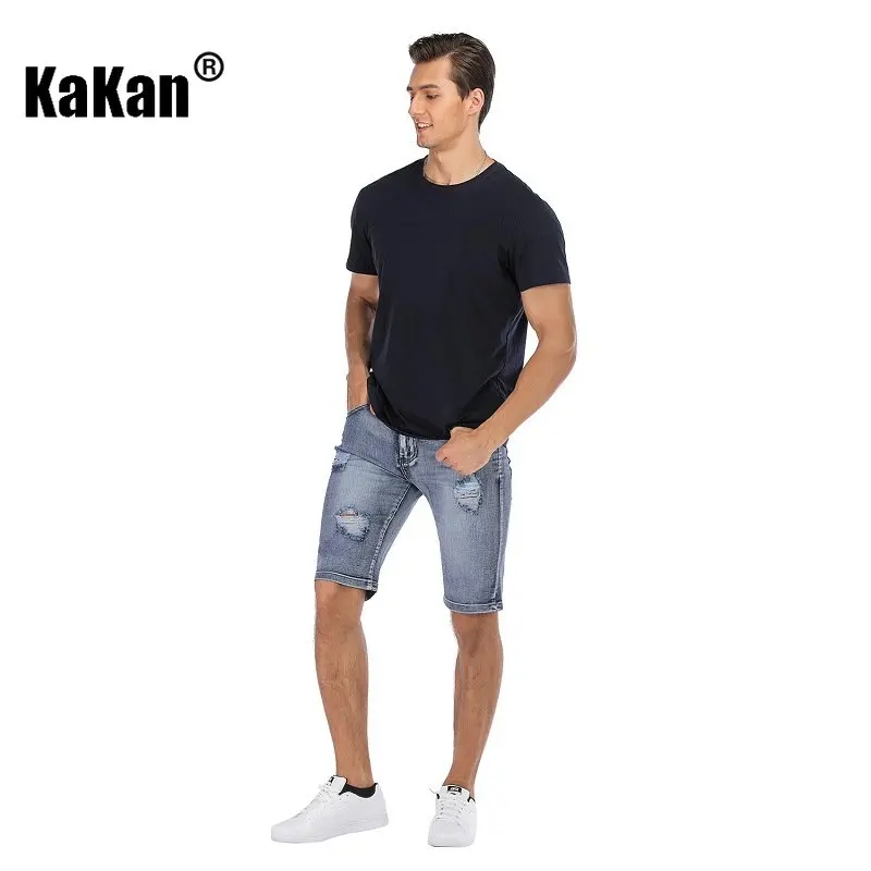 كاكان - جينز رجالي صيفي جديد أوروبي وأمريكي، جينز ممزق عتيق مخصص K02-301