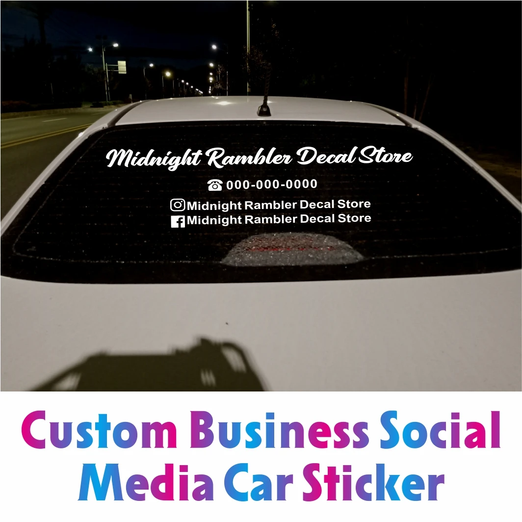 New Custom Business Social Media Car Sticker Decal Business Logo IG Telephone Vinyl Windshield Bumper Door Decor