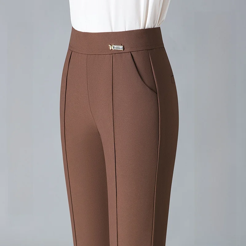 

Women's High Waist Bell Bottom Pants Autumn New Style Drapey Elastic Versatile Long Casual Trousers Slimming Effect