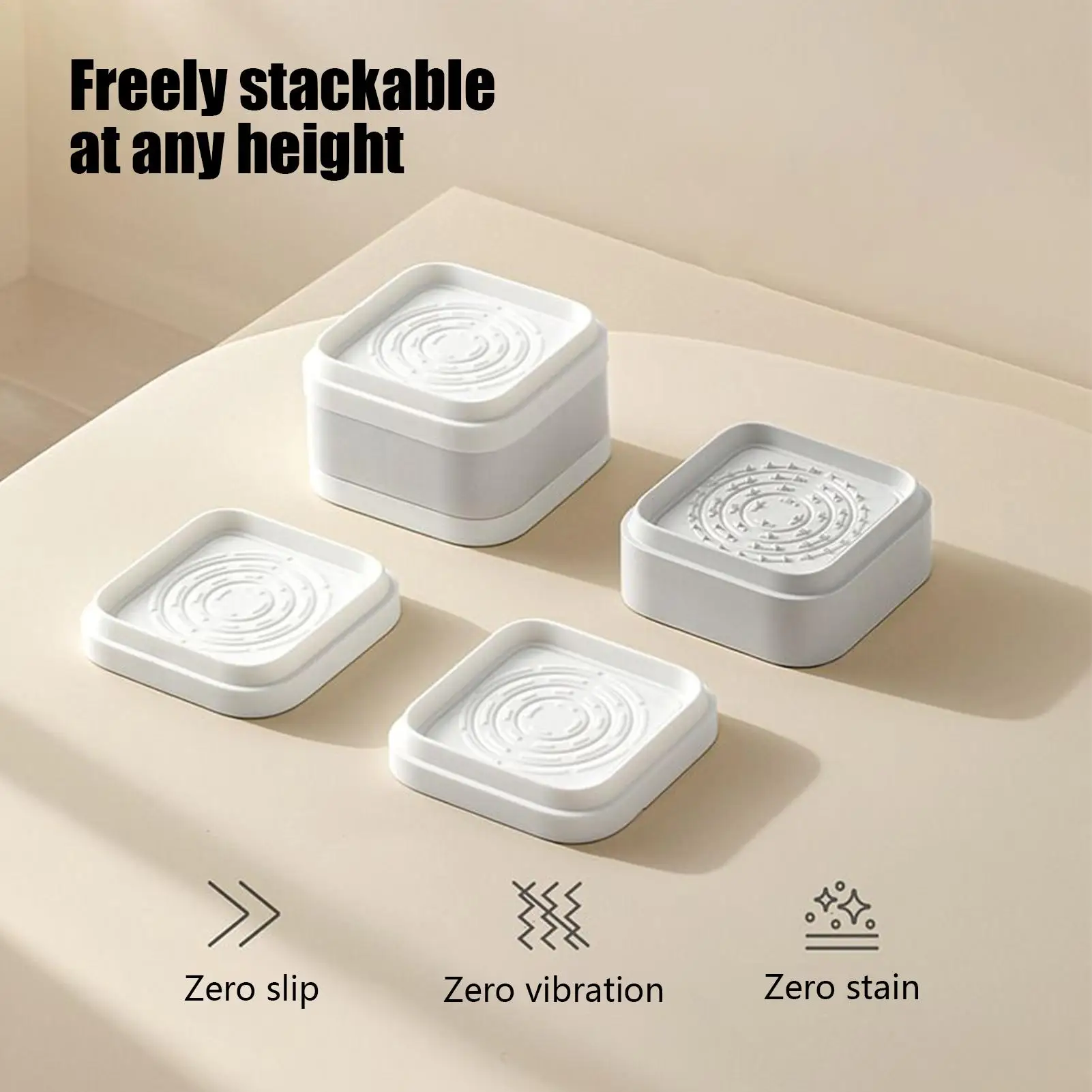 4PCS Adjustable Furniture Lifts Risers Stackable Square Blocks Washing Machine Sofa Couch Lifter For Shockproof Noise-reduction