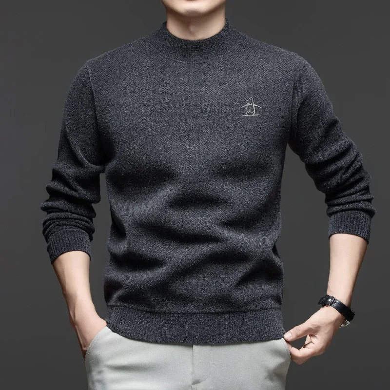 High Quality Hot Selling Autumn Winter Comfortable New Knitted Sweater Men's Personalized Brand Penguin Embroidery Warm Pullover