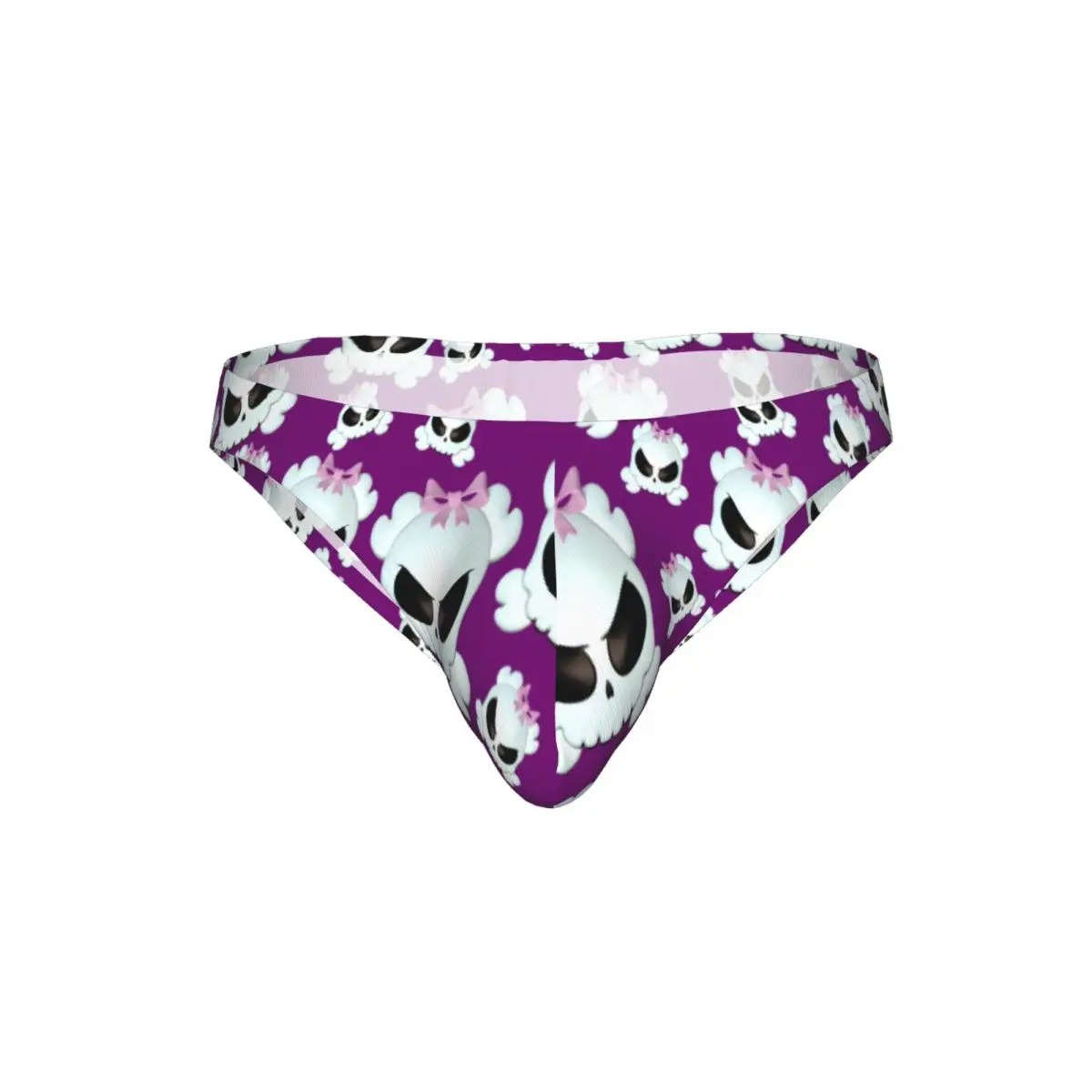 Men Bikini Briefs Skulls With Pink Bows Purple Male Underwear Breathable Underpants - view 4