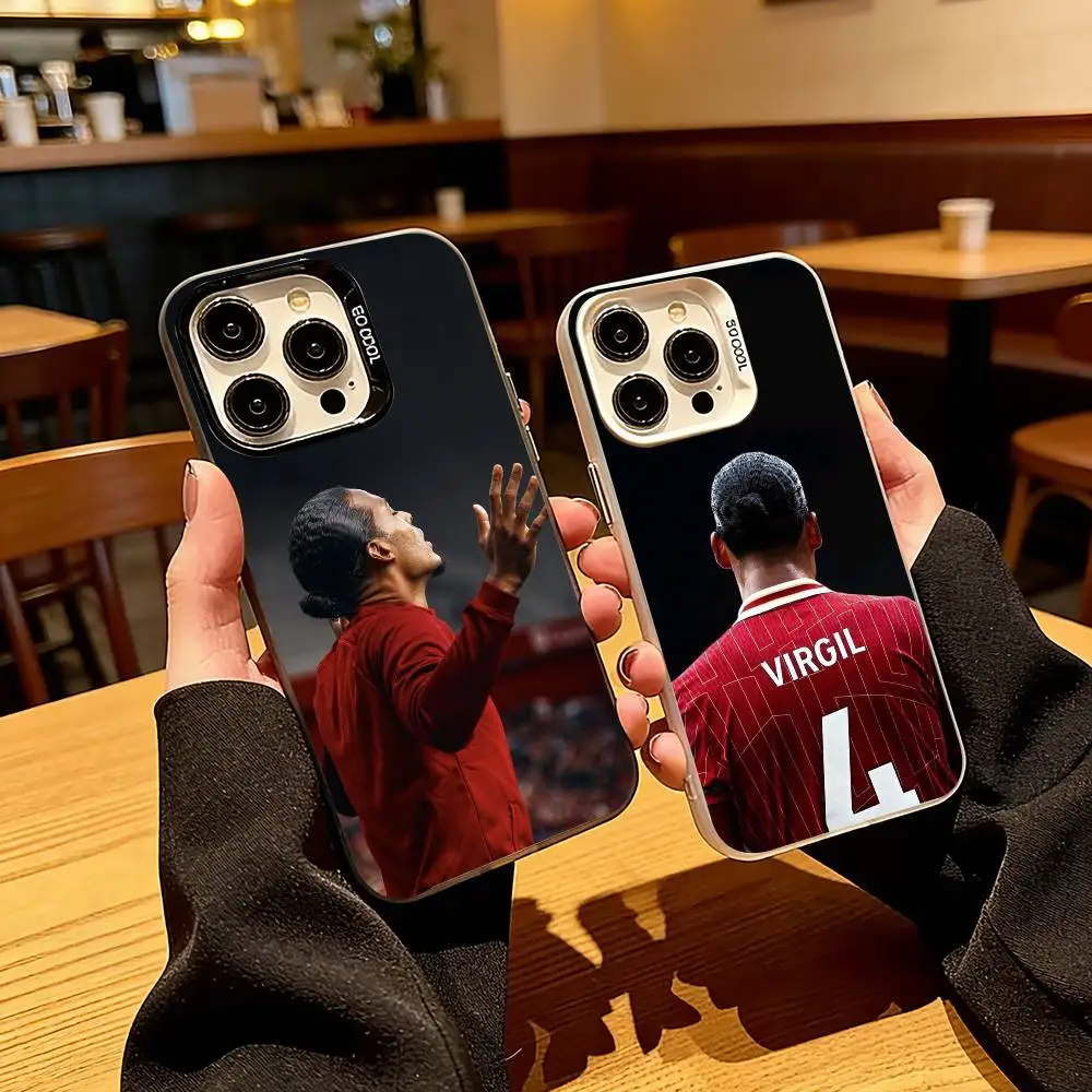 

F-Football V-Virgil van D-Dijk Phone Case For iPhone 17,16,15,14,13,12,11 Plus,Pro Max,XS,Colorful Silver Phone case Funda Cover