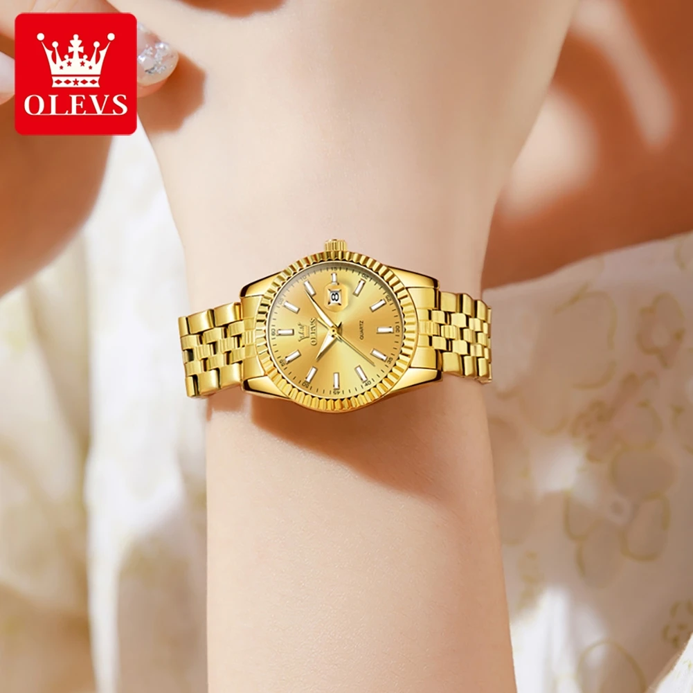 OLEVS 5593 Woman Watch Stainless Steel Waterproof Auto Date Elegant Ladies Wristwatch Luxury Original Quartz Watch for Women New