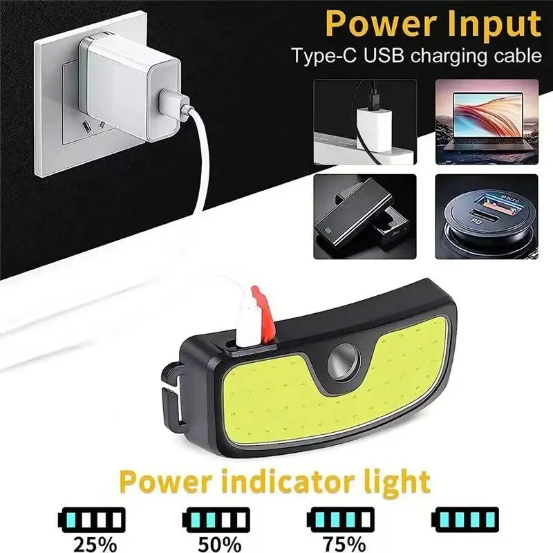 Powerful COB Headlamp Type-c/USB Rechargeable Head Flashlight Built-in Battery Outdoor Fishing Camping Lantern Waterproof Torch - view 2