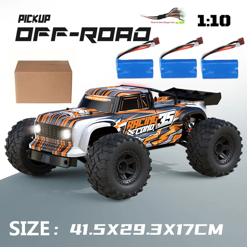 Update 70 Km/h Hoge Snelheid Rc Raceauto Retrofit Elektrische 2.4Ghz 1:10 Schaal 4wd Rc Vrachtwagen 4wd Schokdemper Off Road Voertuig Speelgoed