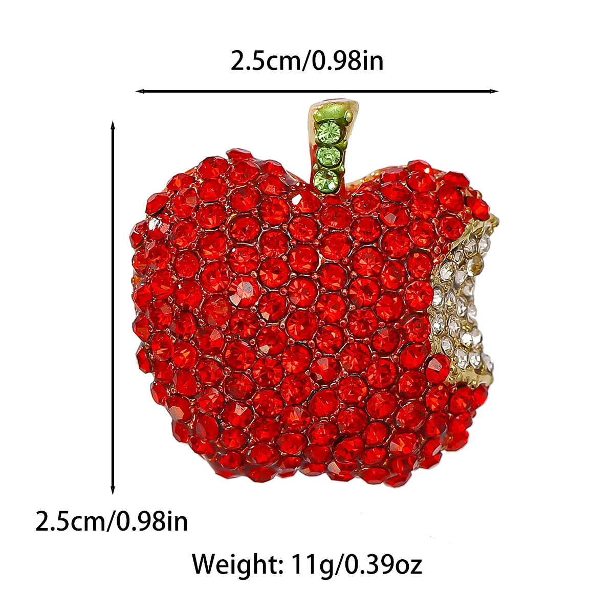 1 Pc Elegant Apple Brooch With Diamonds, Alloy Fruit Corsage Pin, Suitable For Daily Wear