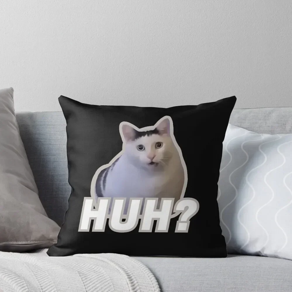 

Huh cat meme Huh Throw Pillow Couch Cushions christmas supplies pillow