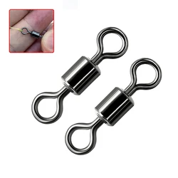 50Pcs Fishing Connector Fishing Swivel Ball Bearing Snap Fishing Swivels Rolling Stainless Steel Beads Ring Hook Fishing Tool