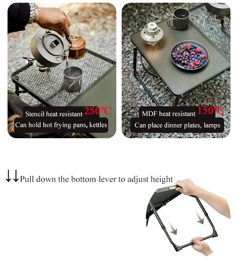 Naturehike MDF-Campingtisch, ultraleichter klappbarer Schreibtischtisch, höhenverstellbar, faltbar, kleiner Tisch für den Außenbereich, Kaffee-Picknicktische – Detail 7