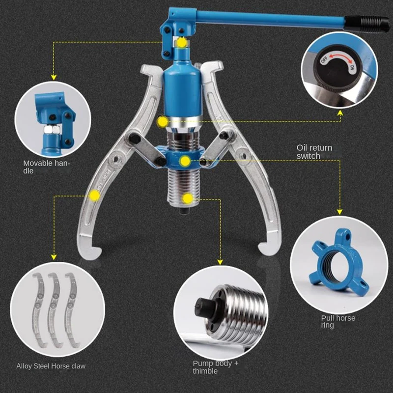 Industrial Grade Hydraulic Puller 2/3 Jaw Adjustable Universal Gear Puller Bearing Disassembly Installation Tool Set 5 /10 /15 T