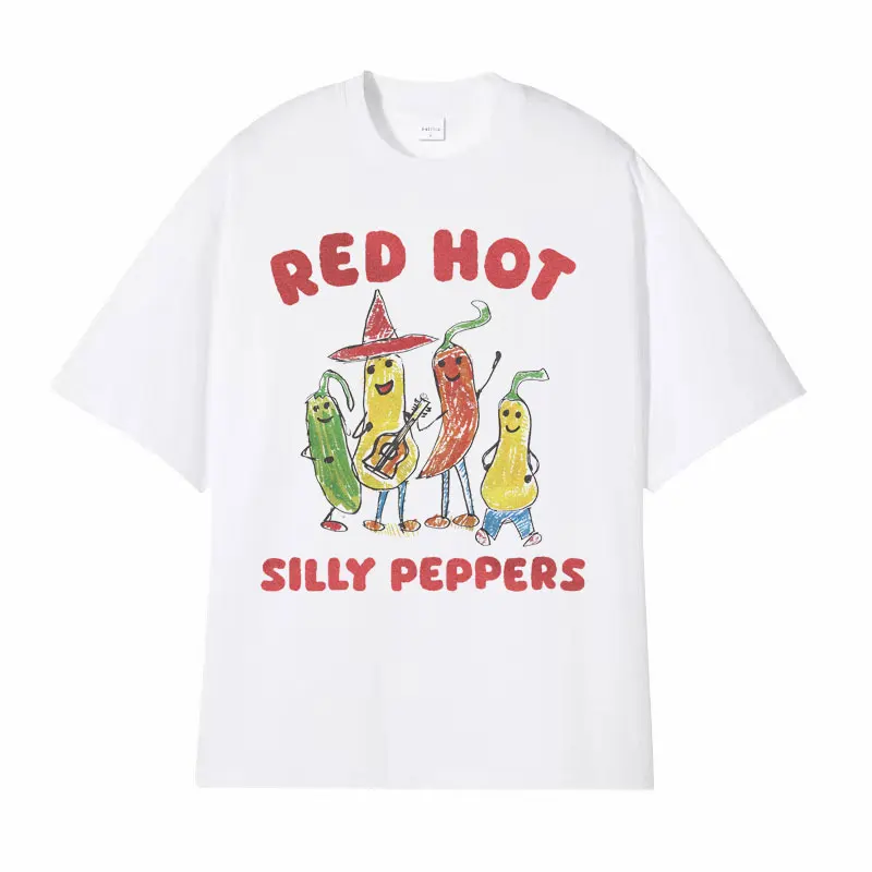 Red Hot Silly Peppers Funny Meme T Shirts Men Women Vintage High Quality Tops T-shirts Male Summer Casual Cozy Oversized T-shirt