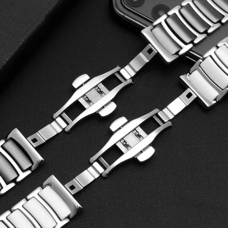 Ceramic Strap for Apple Watch Ultra Band 49mm 45mm 44mm 41mm Accessories Stainless Steel Bracelet for Apple Watch Series 8 7 6 5