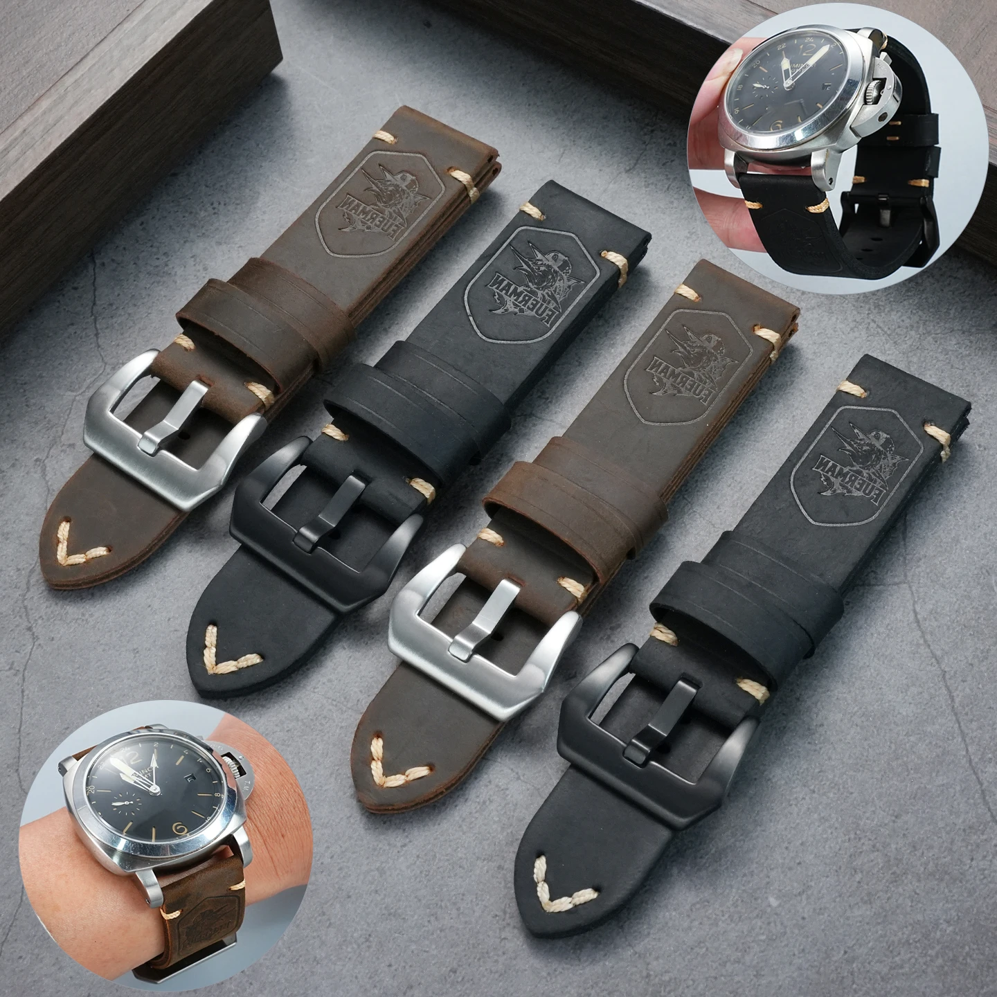 New style Watch Accessories For Panerai PAM441 386 111 Men's Strap Cowhide Replacement Bracelet 22mm 24mm Retro Watch Bands