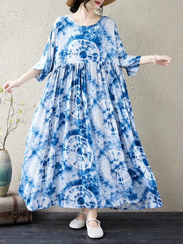 Ethnic Fashion Walk - Luźna sukienka damska z bawełny i