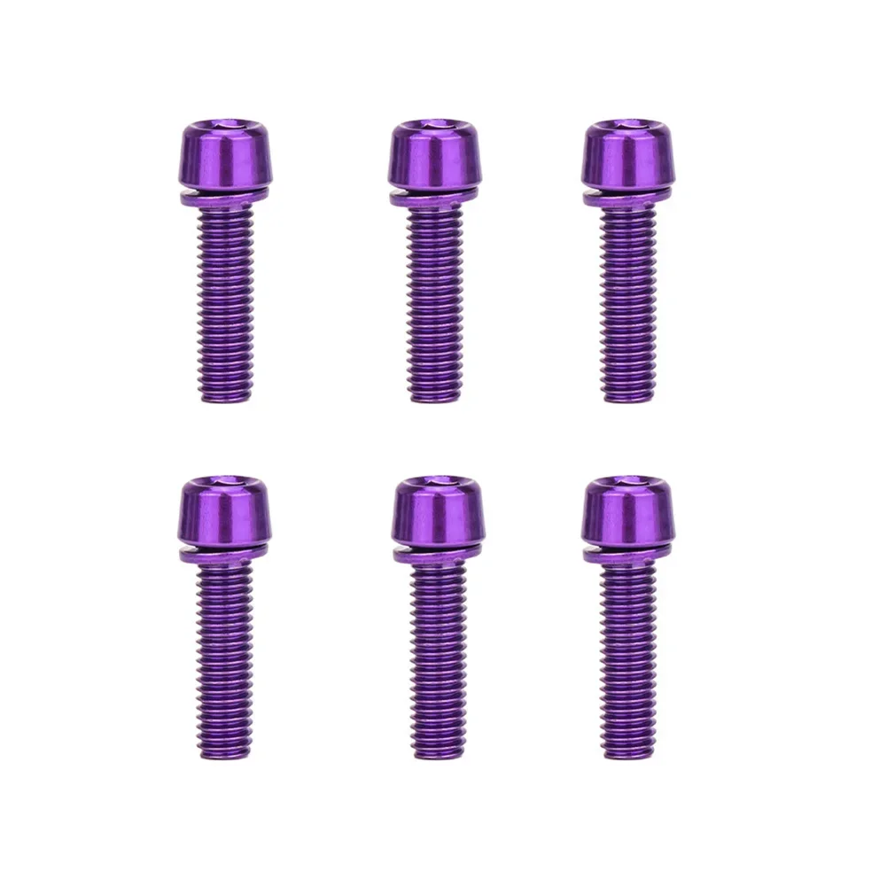 Bike Stem Bolts M5*18mm, Purple, Pack of 6pcs, Tight Thread Pitch for Secure Attachment, for Bicycle Accessories