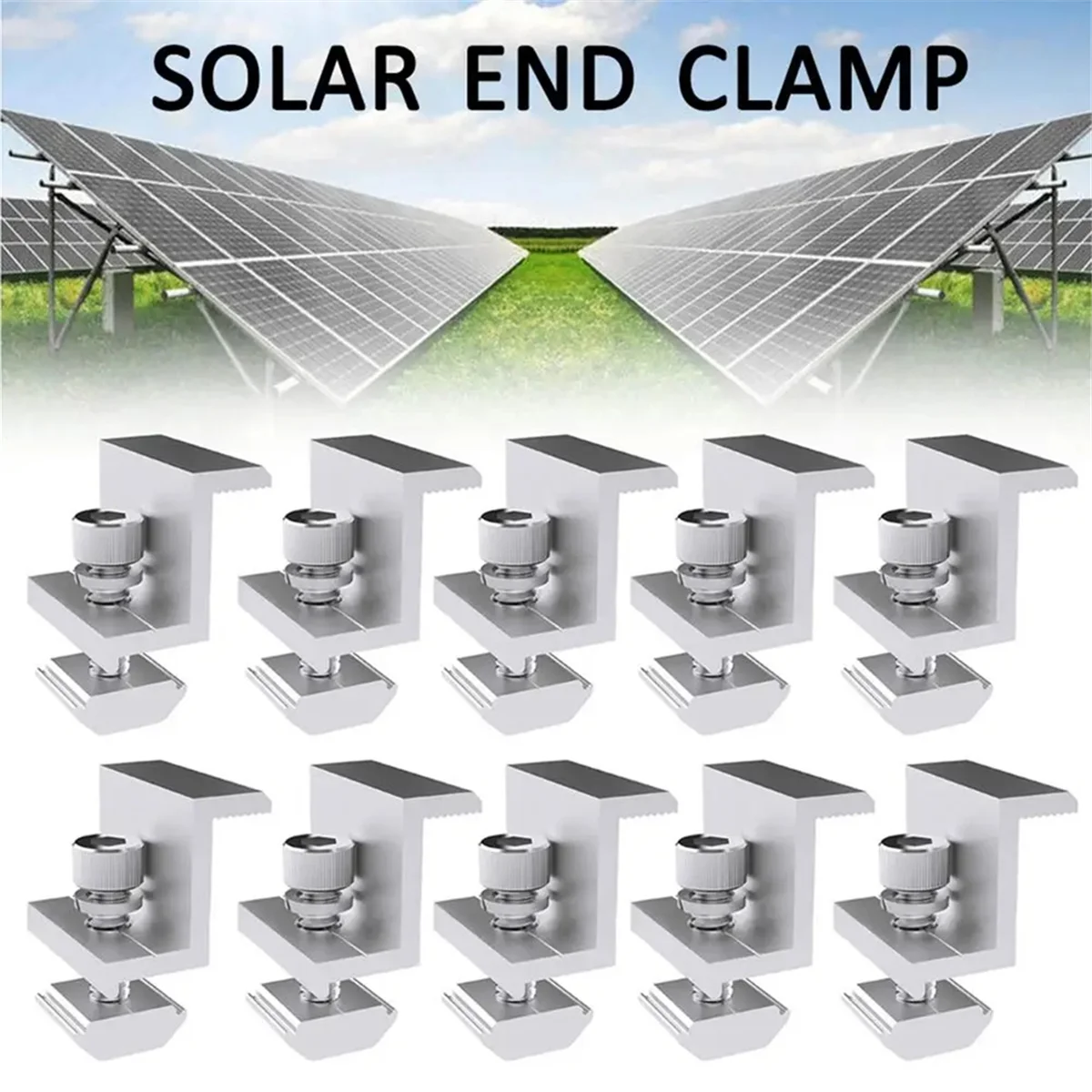 10Pcs Solar Photovoltaic Bracket Aluminum Alloy Clamp for Solar Module Solar Panel Racking Mounts Accessories PV Clamp C