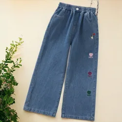 Cute Kids Baggy Jeans for Girls Denim Trousers Teenagers Casual Pants Autumn Children Outfits Baby Clothes 5 6 7 8 9 12 13 Years