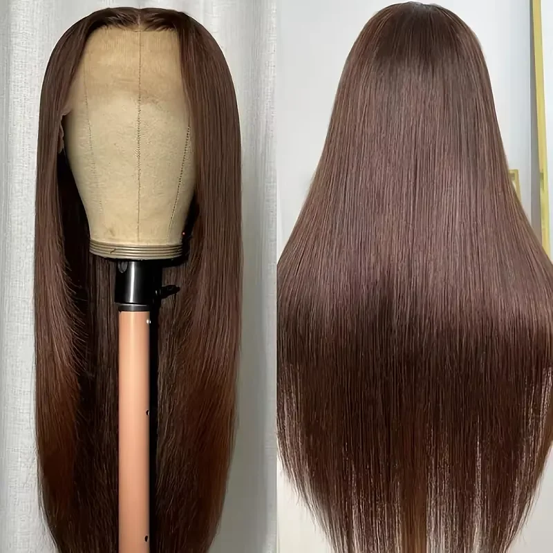 

Chocolate Brown Bone Straight 13x6 Lace Frontal Wigs 100% Quality Human Hair 13x4 Hd Lace Wig Brown Colored Wigs for Women