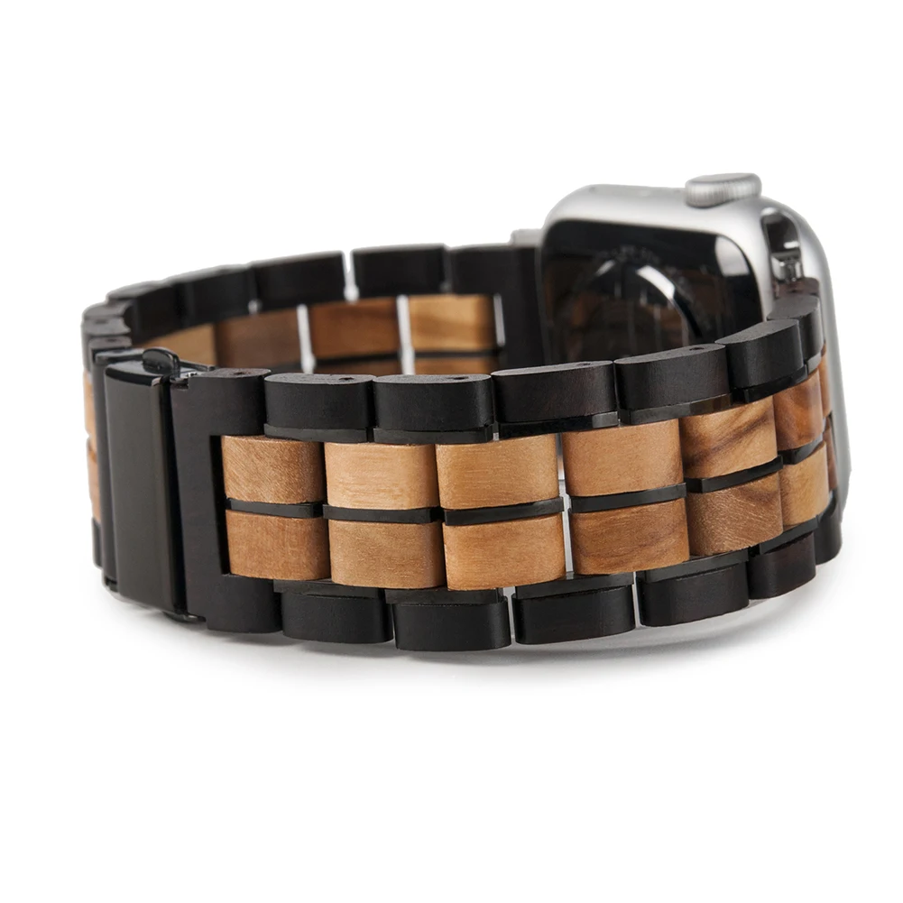 Tali Kayu untuk Jam Tangan Apple Seri 8 untuk Jam Tangan Apple SE Band 38Mm 40Mm 42Mm 44Mm Gelang Jam Tangan Kayu Hitam Seri 3 4 5 6 Se 7 Band