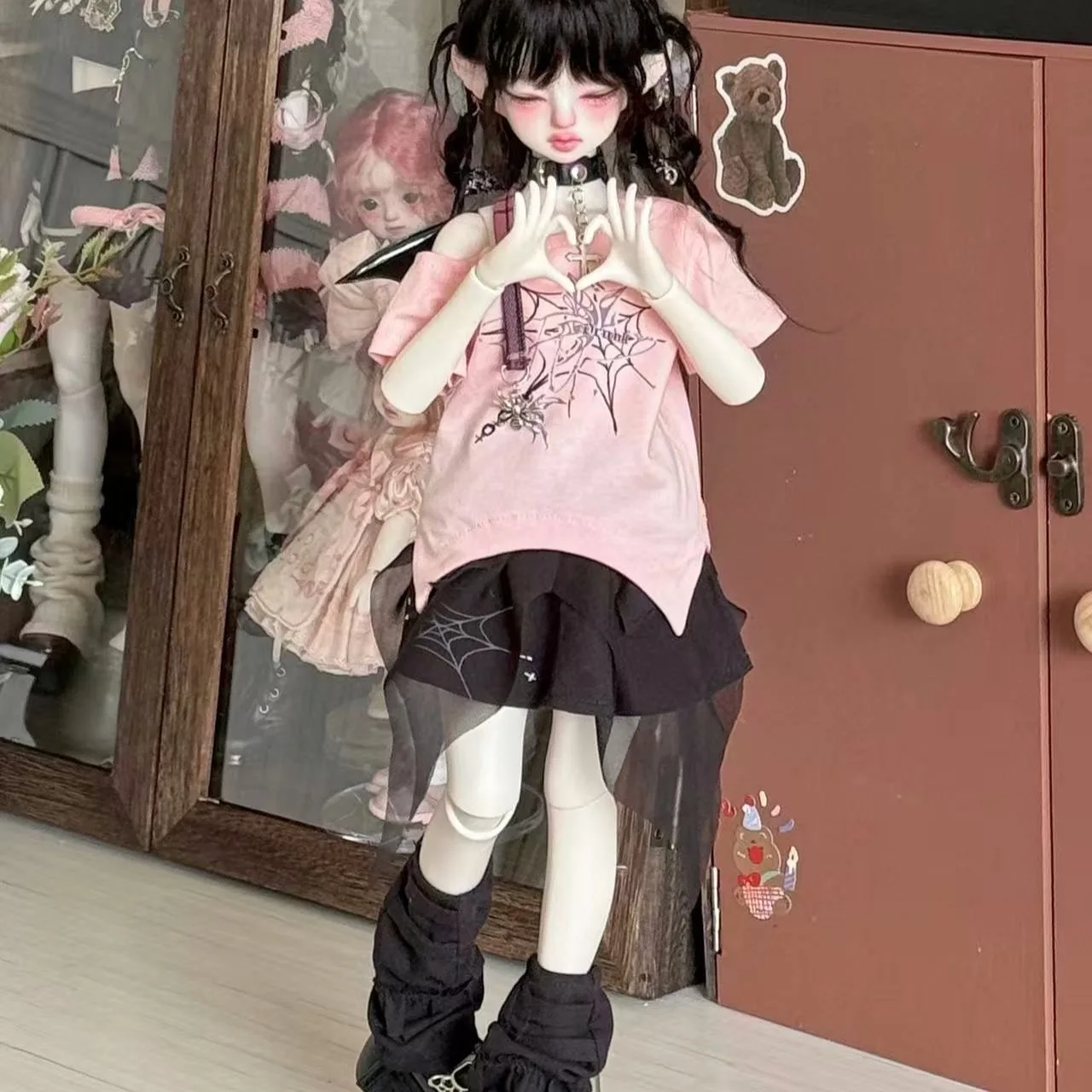 BJD doll clothes suitable for 1/4  size  Cute Sweet skirt girl clothes suit doll accessories (3 points)