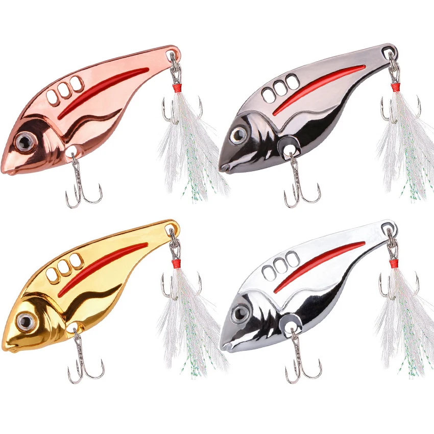 Winter VIB Vibrations Metal Spoon Fishing Lures 10g 15g 20g Artificial Hard Bait With Treble Hook Cicada Bass Pesca Tackle