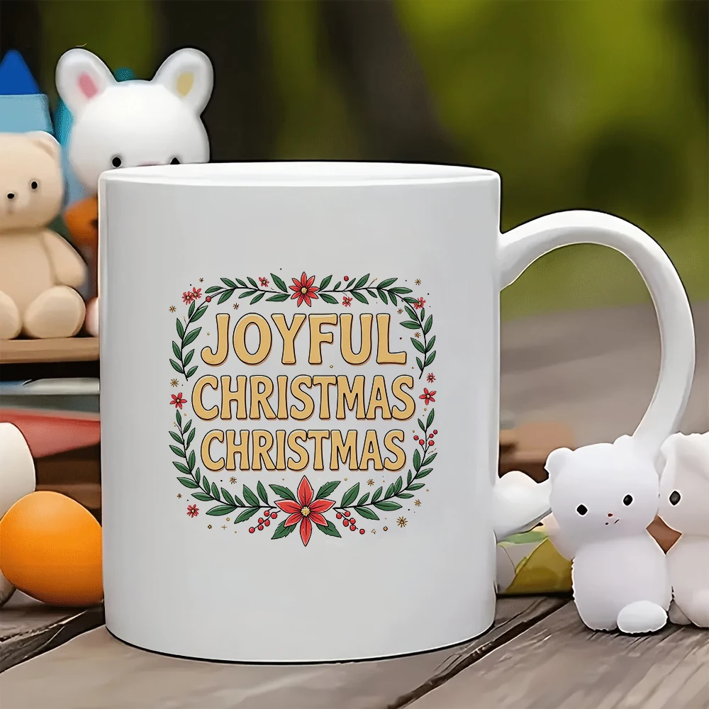 11oz Mug + Joyful Christmas Cartoon Cup + Holiday Gift Christmas Water Cup Family Set