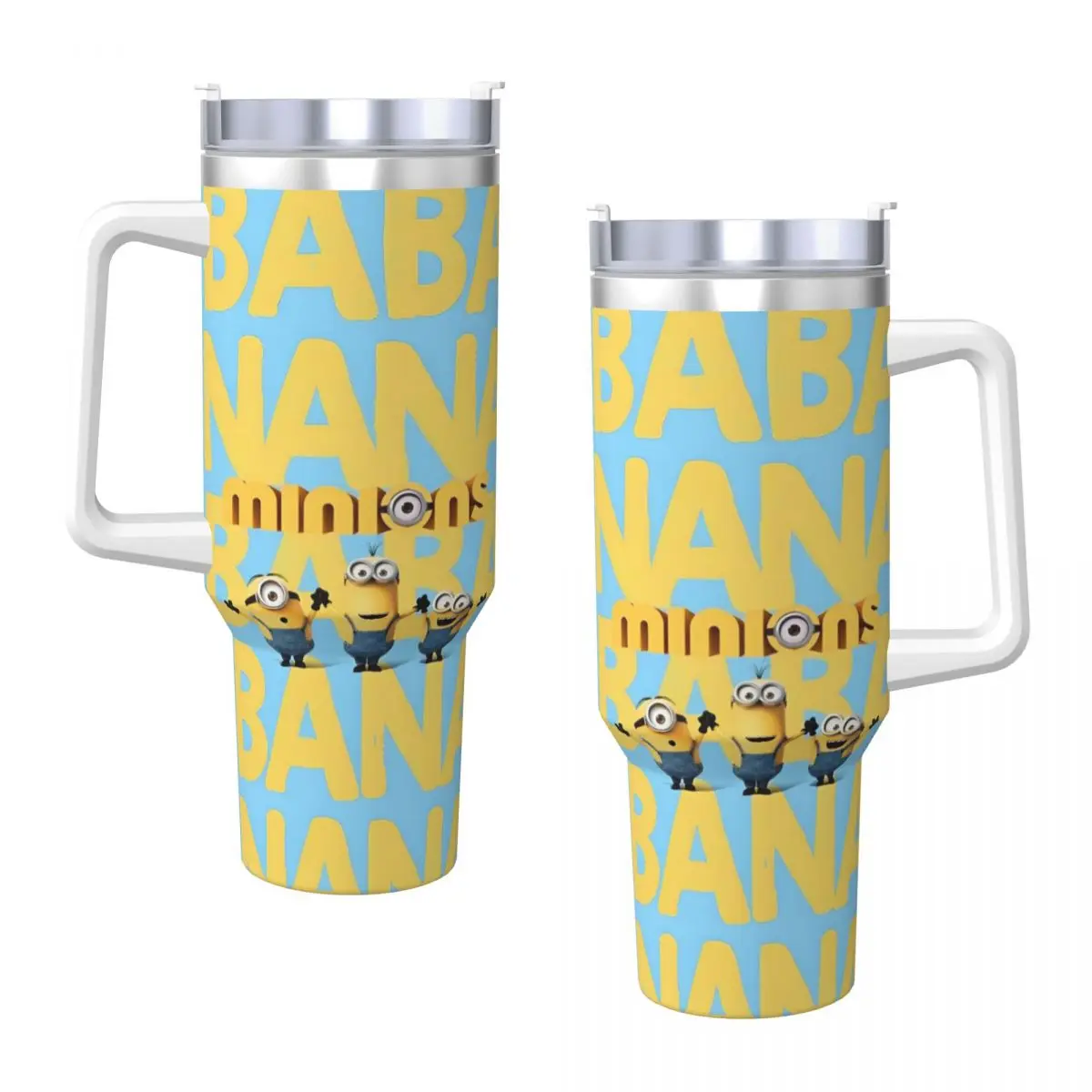 Stainless Steel Tumbler M- Minions Car Mugs With Straws Travel Cold Drink Water Bottle Portable Large Thermal Cups