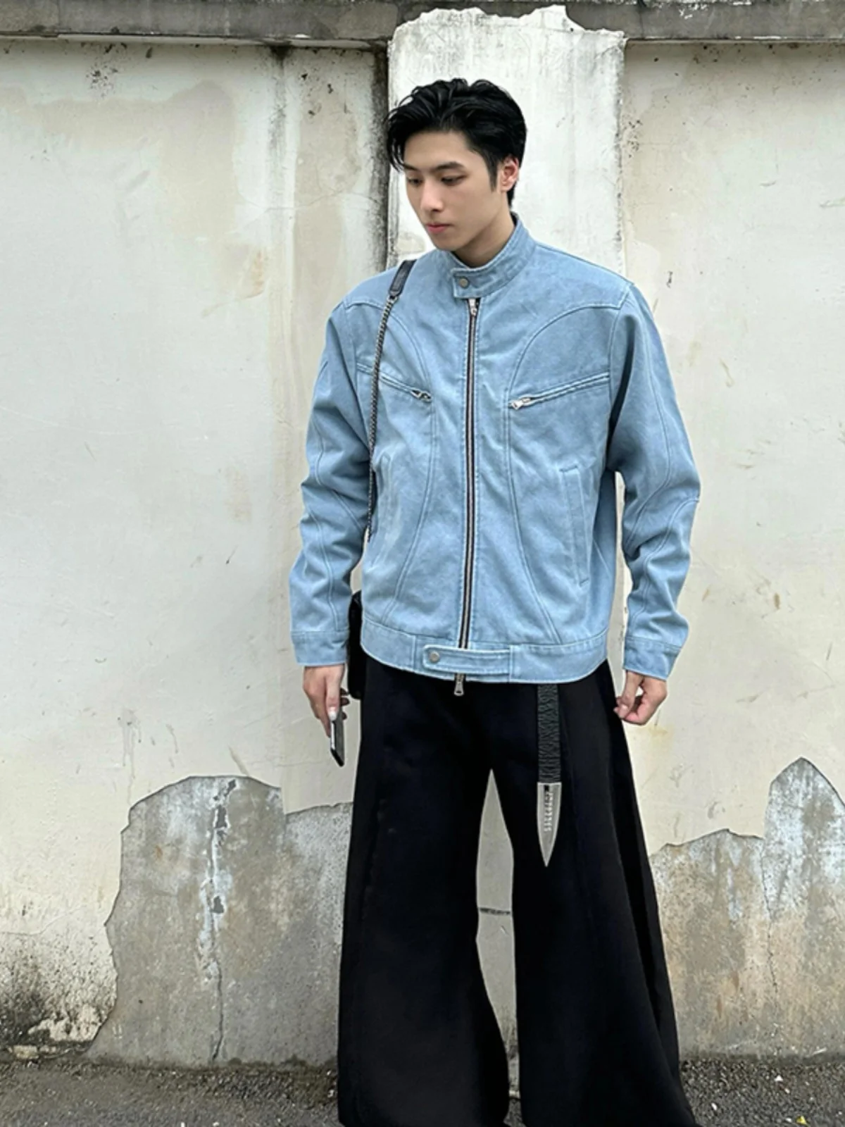 

Blue Harington Jaet Men's Sli Streetwear Baseball irt Haome Detroit Workwear Jaet Loose Fit Water Waed Youth T...