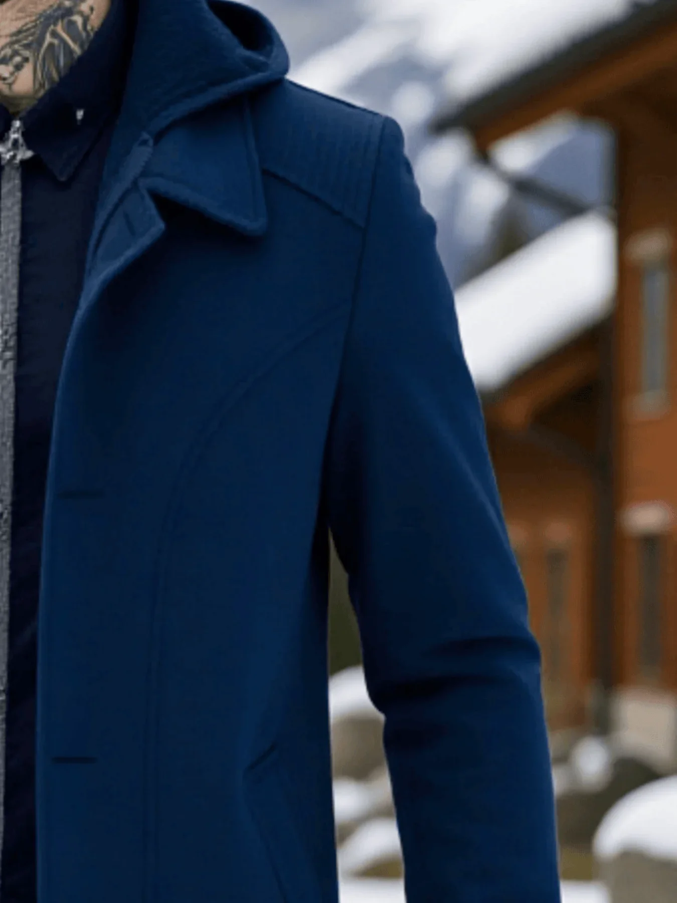 Men's Convertible Woolen Coat Single-Breasted & Zippered Hooded Wrinkle-Resistant Trench Style For City Life Winter Male Clothes