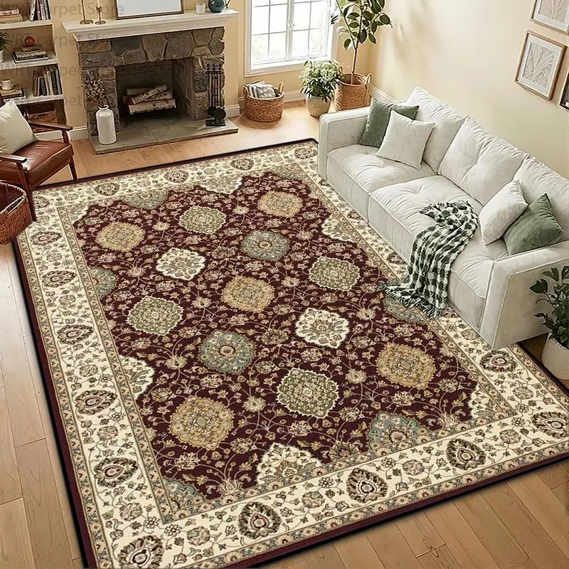 VIKAMA Vintage Persian Area Rug, Large Non-Slip Rug with Traditional Floral Design, for Living Room and Bedroom Decor - view 2