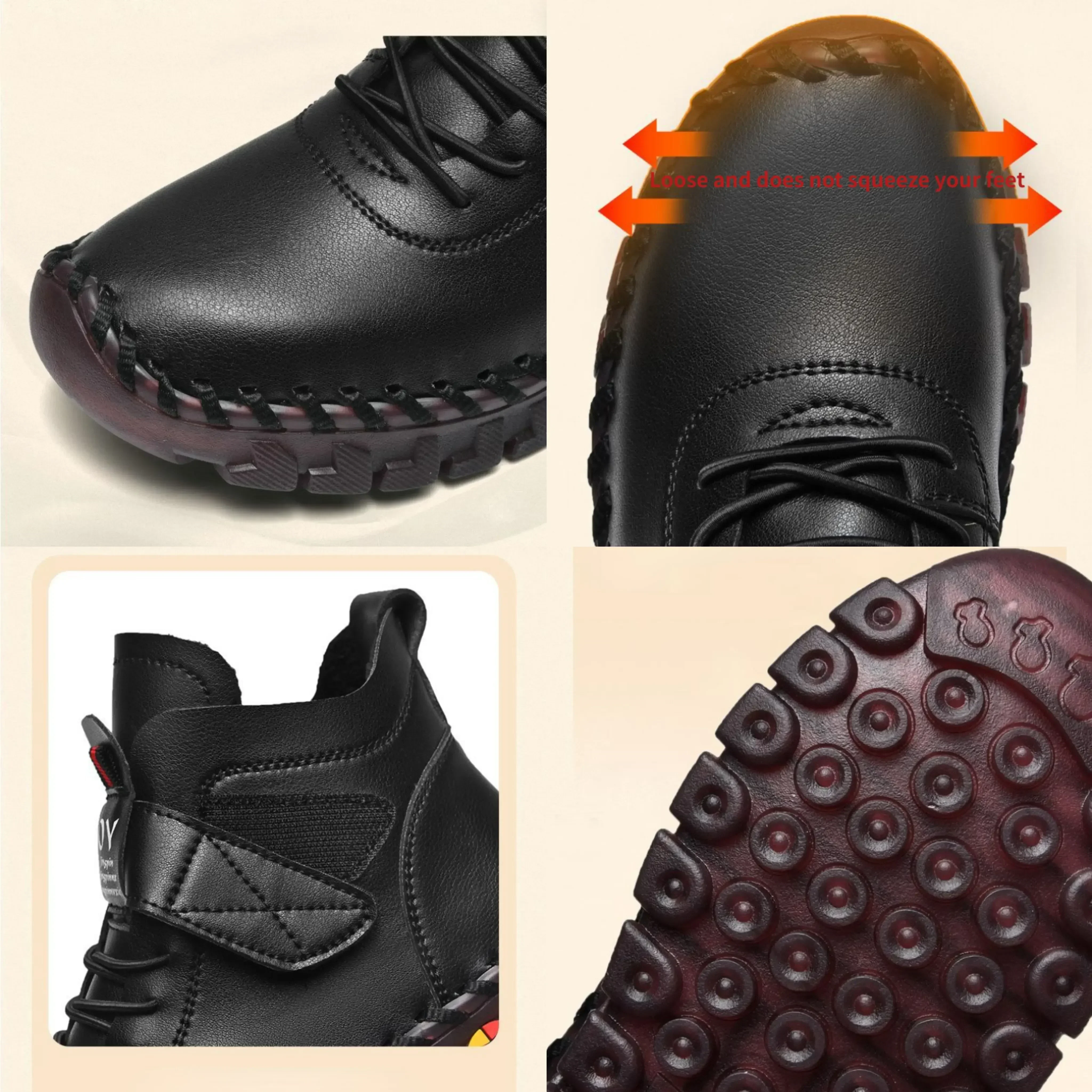 Botines de piel para Mujer, zapatos de algodón con hilo de coser a mano, Botas cortas impermeables para nieve, invierno, 2024