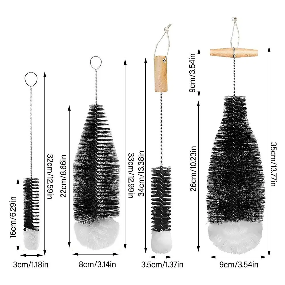 Soda Stream Bottle Brush With Wood Handle Glass Specialty Glassware Drink Bottle Cleaning Brush Easy To Clean The Bottles Base