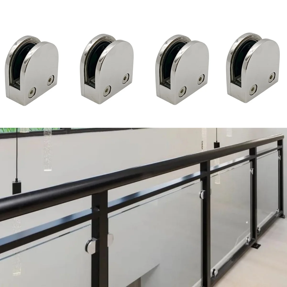 

Highco-Cast 4pcs 316 Stainless Steel Stair Railing Staircase Handrail Post Glass Railing Glass Clamps for 8-12 mm Glass
