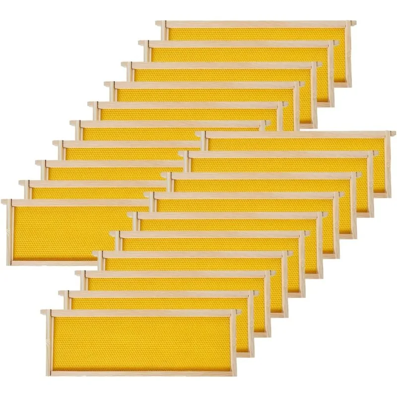 

20-Pack Beehive Bee Frames Waxed Foundation with Complete Unassembled Commercial Frames, 6-1/4-Inch (Yellow)