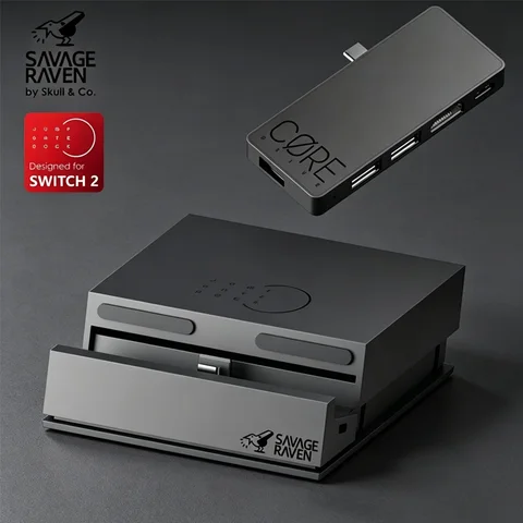 Savage Raven da Skull & Co. - Dock Jumpgate 4k USB C, Suporte Portátil para Nintendo Switch OLED e Acessórios para Switch 2