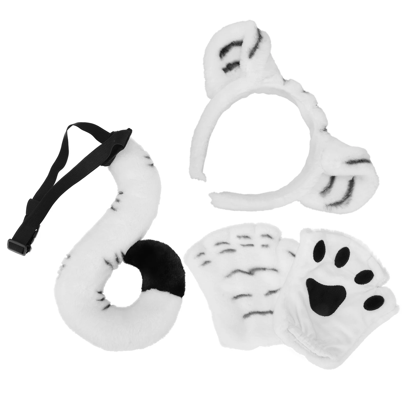 Ensemble de bandes de sauna oreille tigre pour enfants, gants pour enfants, jouets chèvres, corne en tissu, accessoires de cosplay