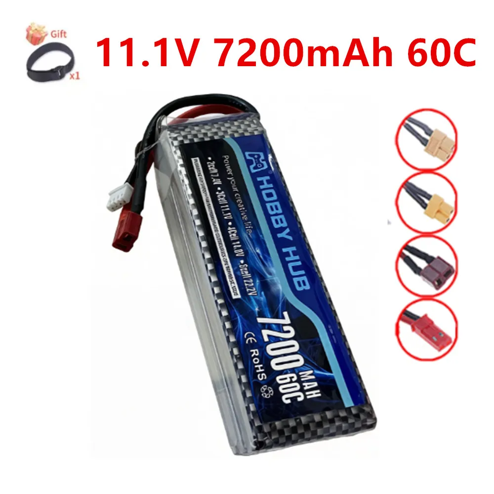 3S 11.1V Lipo Battery 7200mah 60C For Drone RC Car Helicopter Quadcopter Tank Boat Truggy 3S Battery With XT60 XT90 T JST Plug