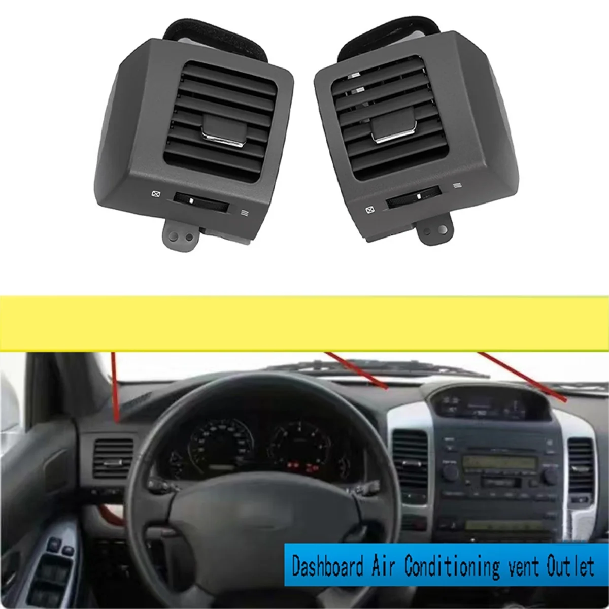 Salida de ventilación de aire para salpicadero, rejilla de aire acondicionado marrón para Toyota Land Cruiser Prado 120 Lexus GX470 03-09