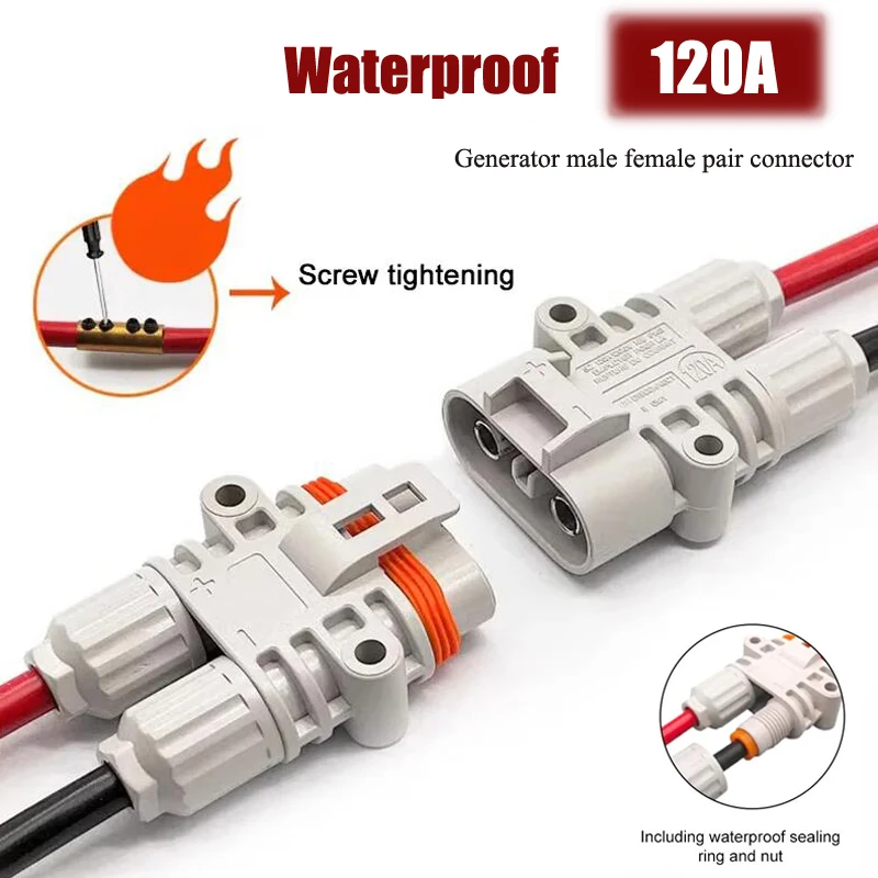 Waterproof 120A Cable Connector f Parking Air Conditioning High Current 16Square Wire Generator Male Female Docking Power Plug