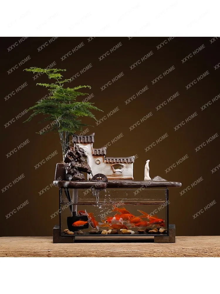 Creative Ecological Circulation Water Fish Globe Aquarium Landscape Desktop Small Decorative Ornaments