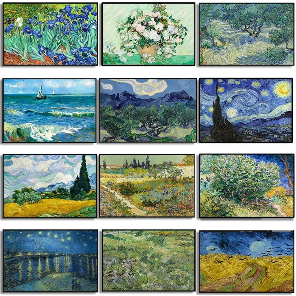 DIY Diamond Painting Van Gogh 5D Full Diamond Mosaic Abstract Garden Almond Blossoms Starry Night Rhinestone Pictures Decor Home