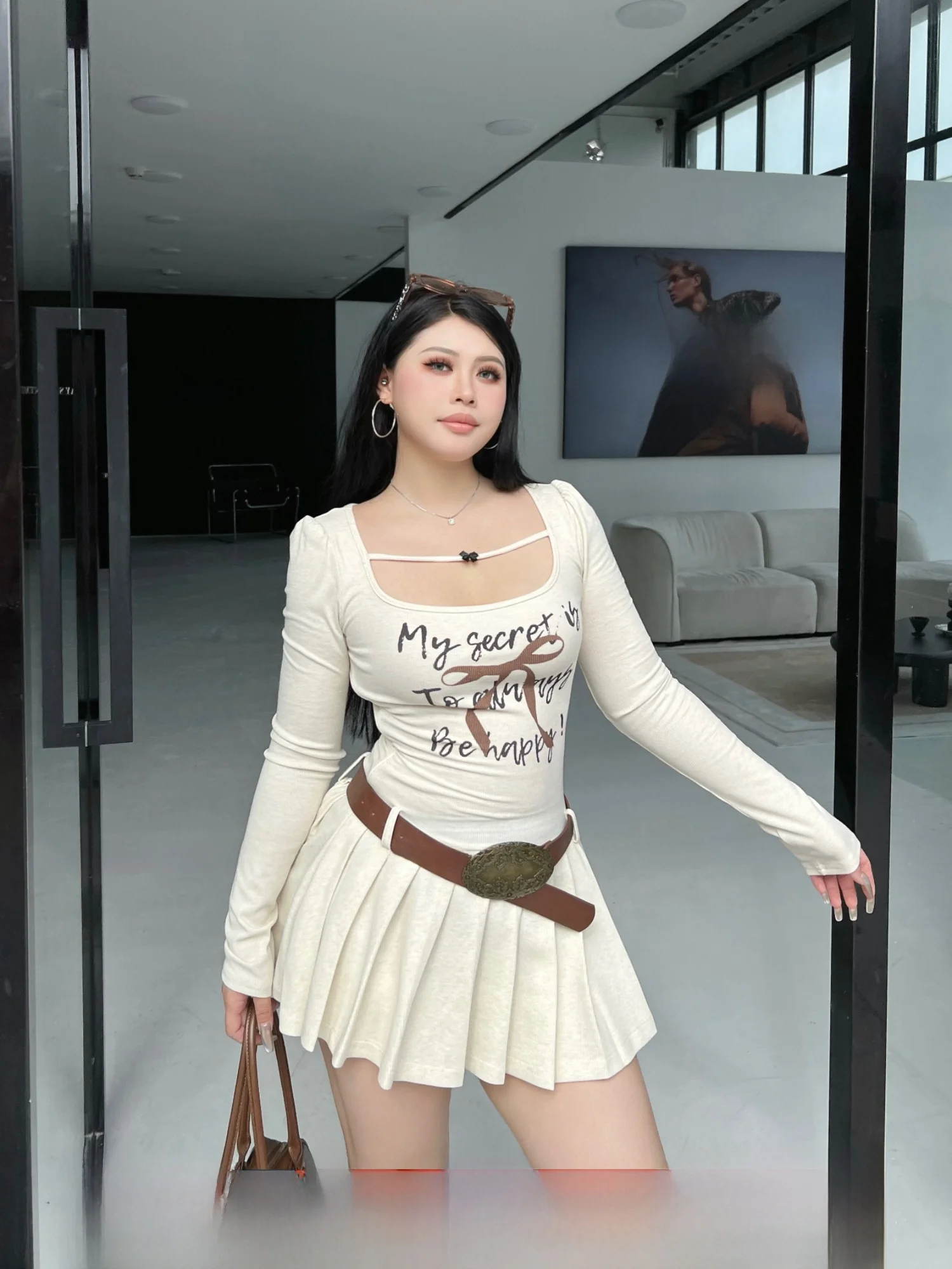 

Женское модное платье SOUL Double Fsy больших размеров, осеннее, с принтом Pure Desire Spicy, с квадратным вырезом и завышенной талией