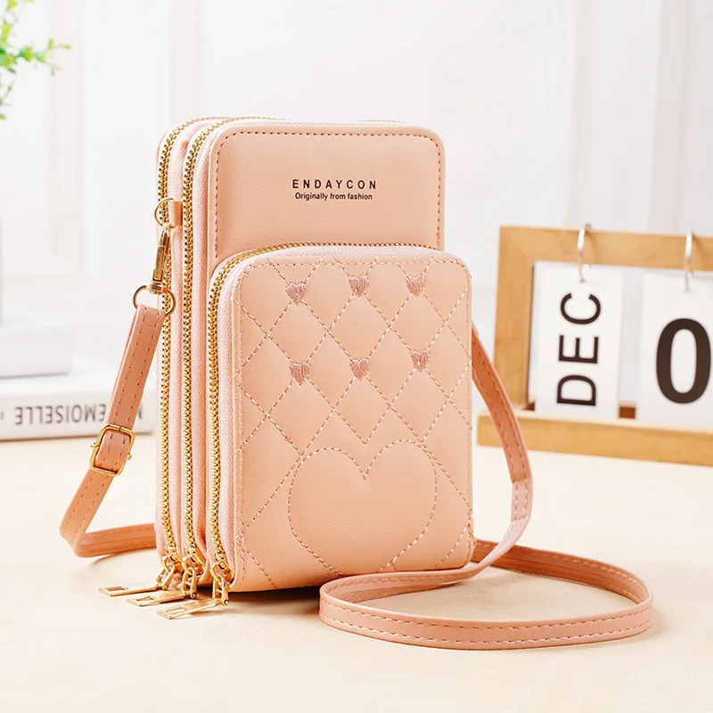 New Large Capacity Multi-Functional Fashion Simple Shoulder Small Bag Shoulder Three Layers Zip-up Mobile Phone Bag Women\'s