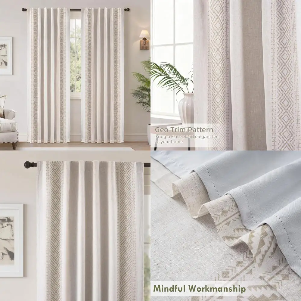 

Винтажные льняные светонепроницаемые шторы с геометрическим квадратным узором, двухслойные, утепленные, на подкладке, для гостиной/спальни, 84, бежевые